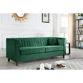 Canapé Chesterfield en velours avec dossier capitonné et coussins cylindriques