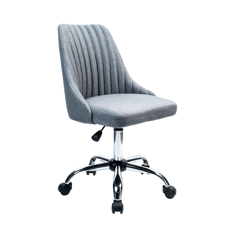 Chaise de bureau pivotante ergonomique en tissu avec piètement chromé gris