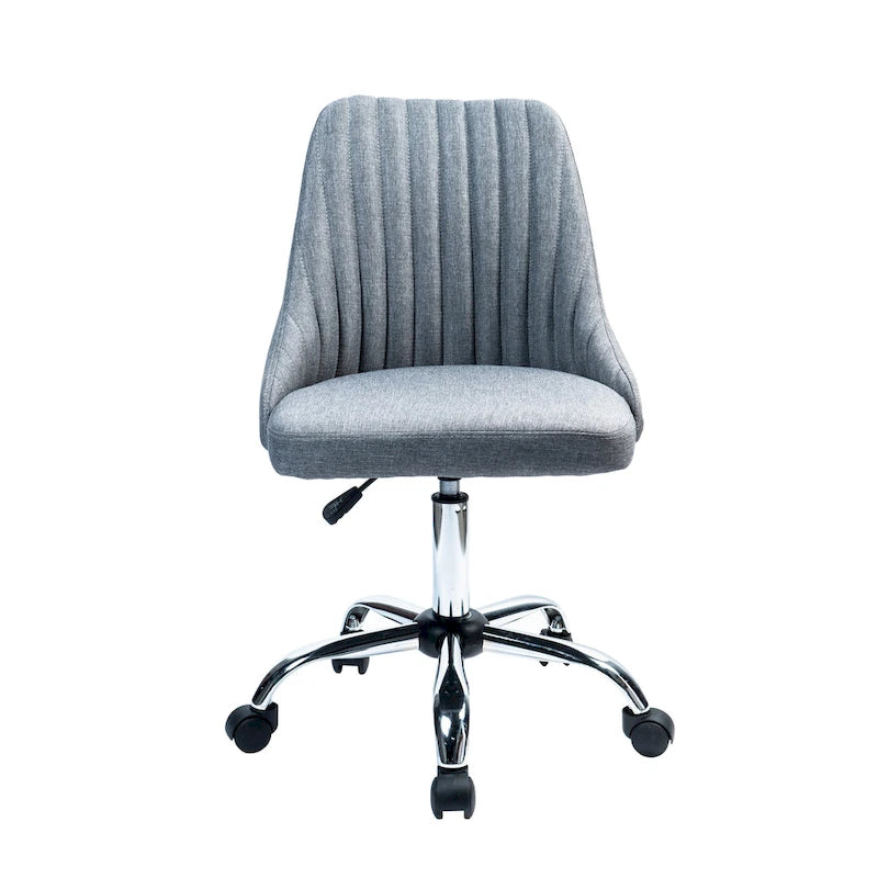 Chaise de bureau pivotante ergonomique en tissu avec piètement chromé gris