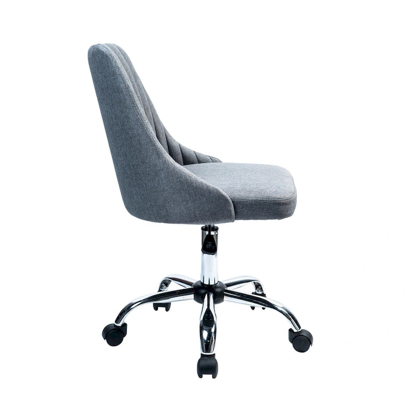 Chaise de bureau pivotante ergonomique en tissu avec piètement chromé gris