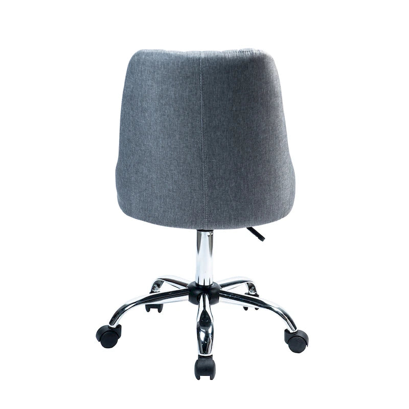 Chaise de bureau pivotante ergonomique en tissu avec piètement chromé gris