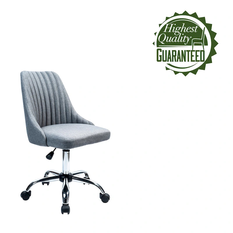 Chaise de bureau pivotante ergonomique en tissu avec piètement chromé gris