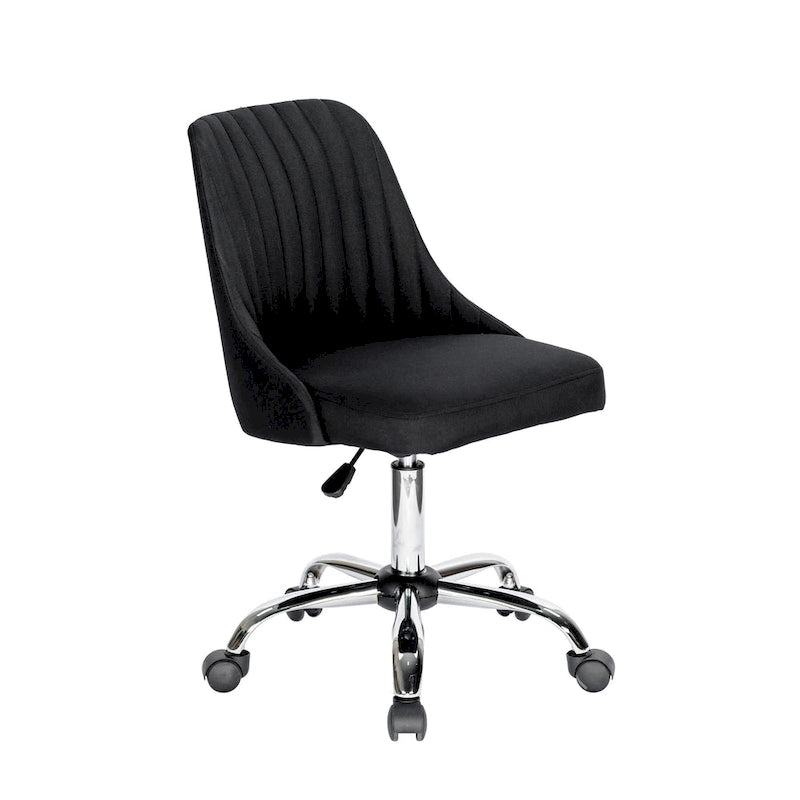 Chaise de bureau pivotante ergonomique en tissu avec piètement chromé gris