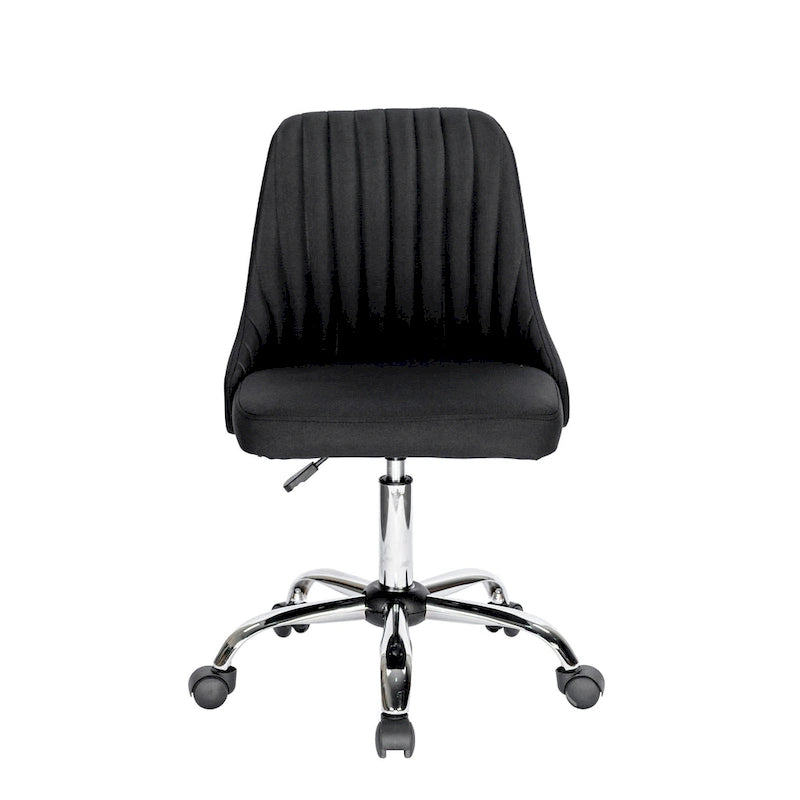 Chaise de bureau pivotante ergonomique en tissu avec piètement chromé gris