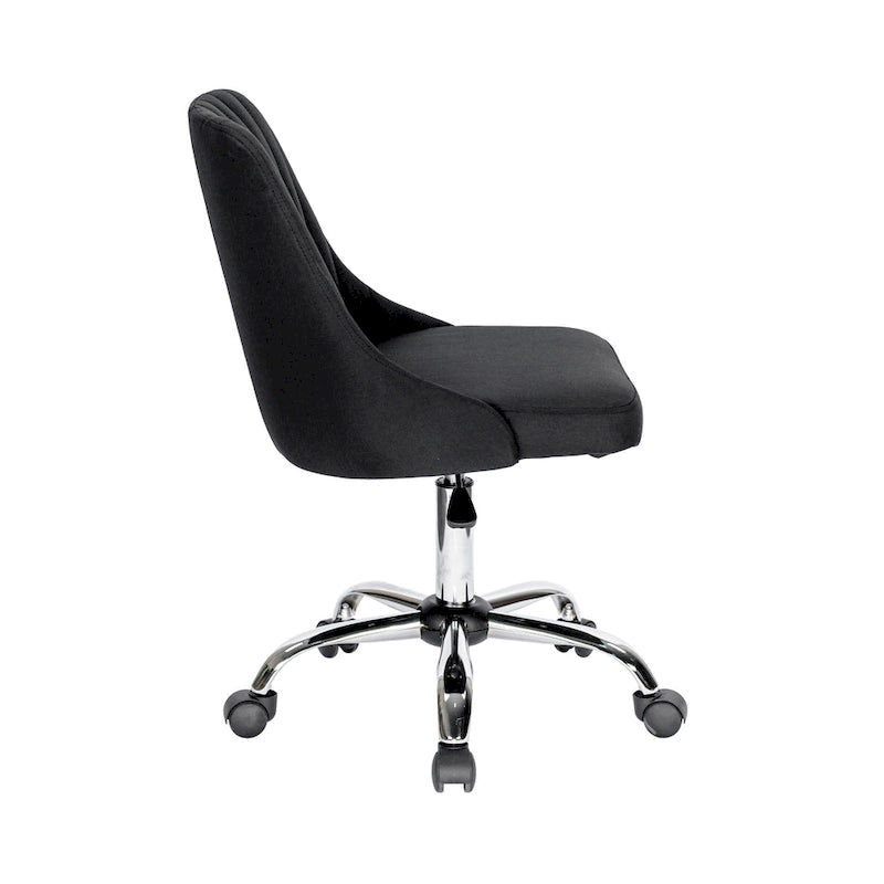 Chaise de bureau pivotante ergonomique en tissu avec piètement chromé gris