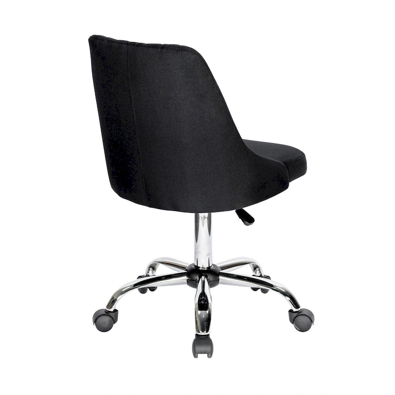 Chaise de bureau pivotante ergonomique en tissu avec piètement chromé gris