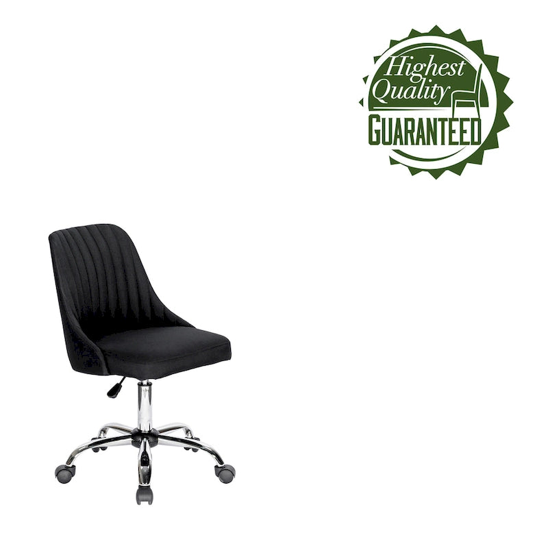 Chaise de bureau pivotante ergonomique en tissu avec piètement chromé gris
