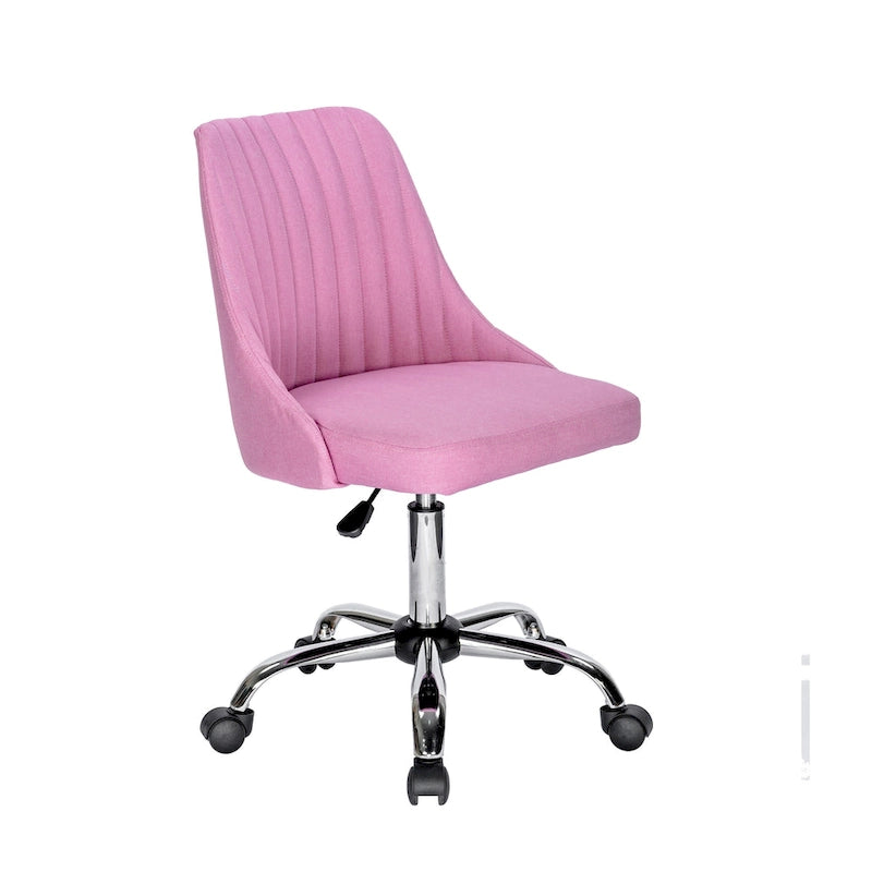 Chaise de bureau pivotante ergonomique en tissu avec piètement chromé gris
