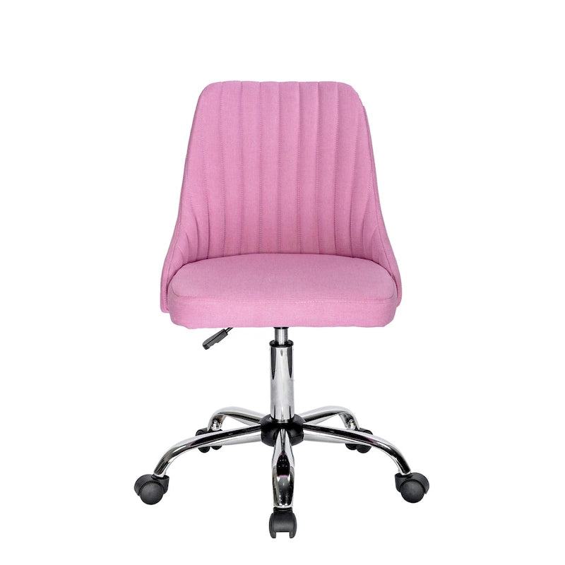 Chaise de bureau pivotante ergonomique en tissu avec piètement chromé gris