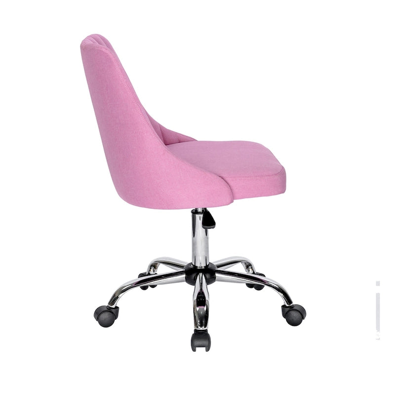 Chaise de bureau pivotante ergonomique en tissu avec piètement chromé gris