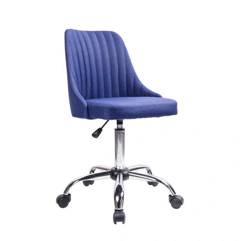 Chaise de bureau pivotante ergonomique en tissu avec piètement chromé gris