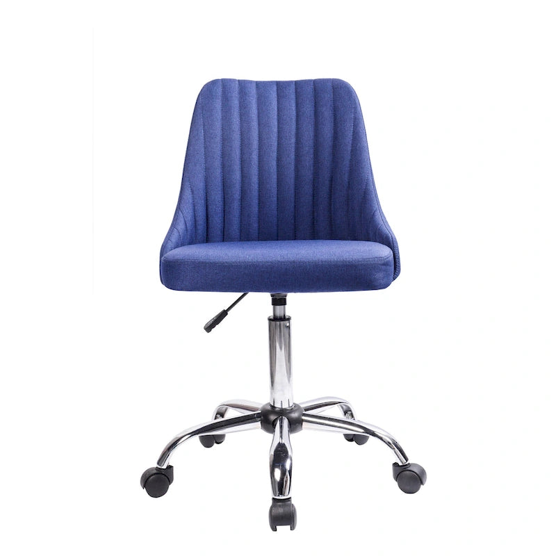 Chaise de bureau pivotante ergonomique en tissu avec piètement chromé gris