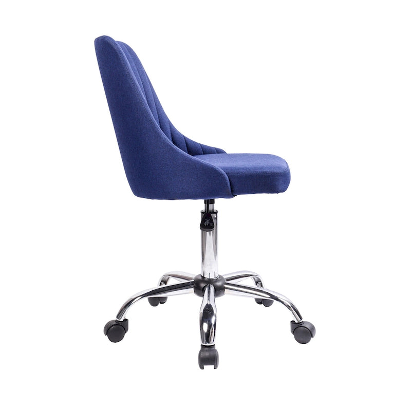 Chaise de bureau pivotante ergonomique en tissu avec piètement chromé gris