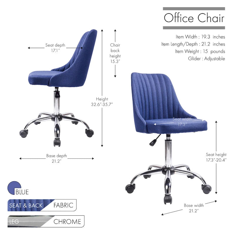 Chaise de bureau pivotante ergonomique en tissu avec piètement chromé gris