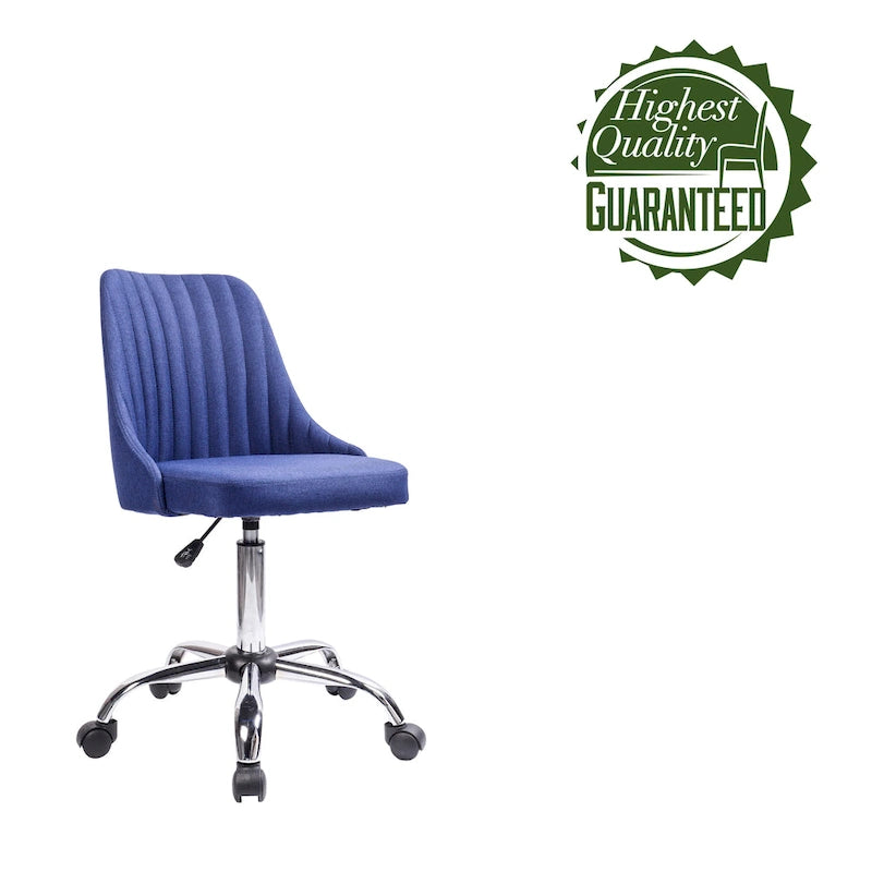 Chaise de bureau pivotante ergonomique en tissu avec piètement chromé gris