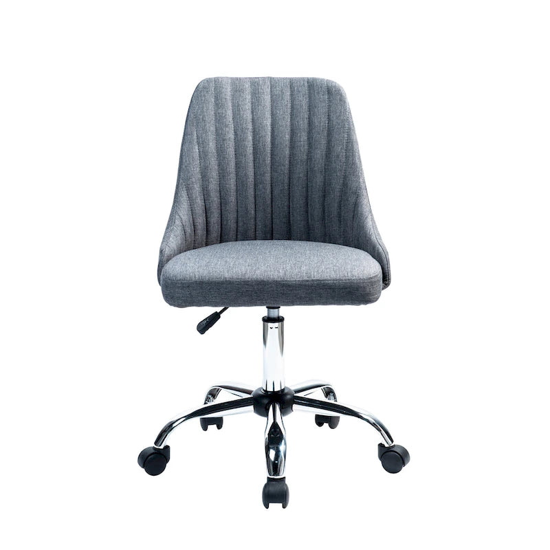 Chaise de bureau pivotante ergonomique en tissu avec piètement chromé gris