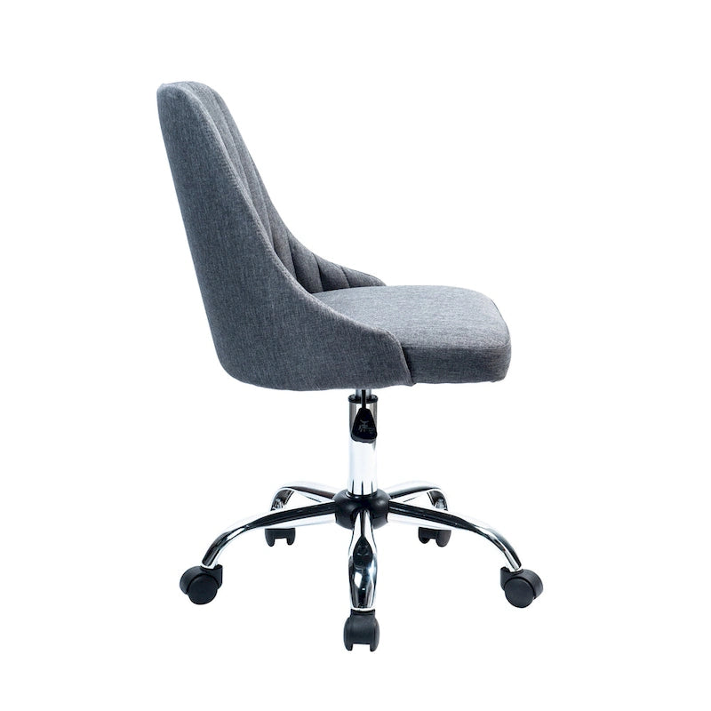 Chaise de bureau pivotante ergonomique en tissu avec piètement chromé gris