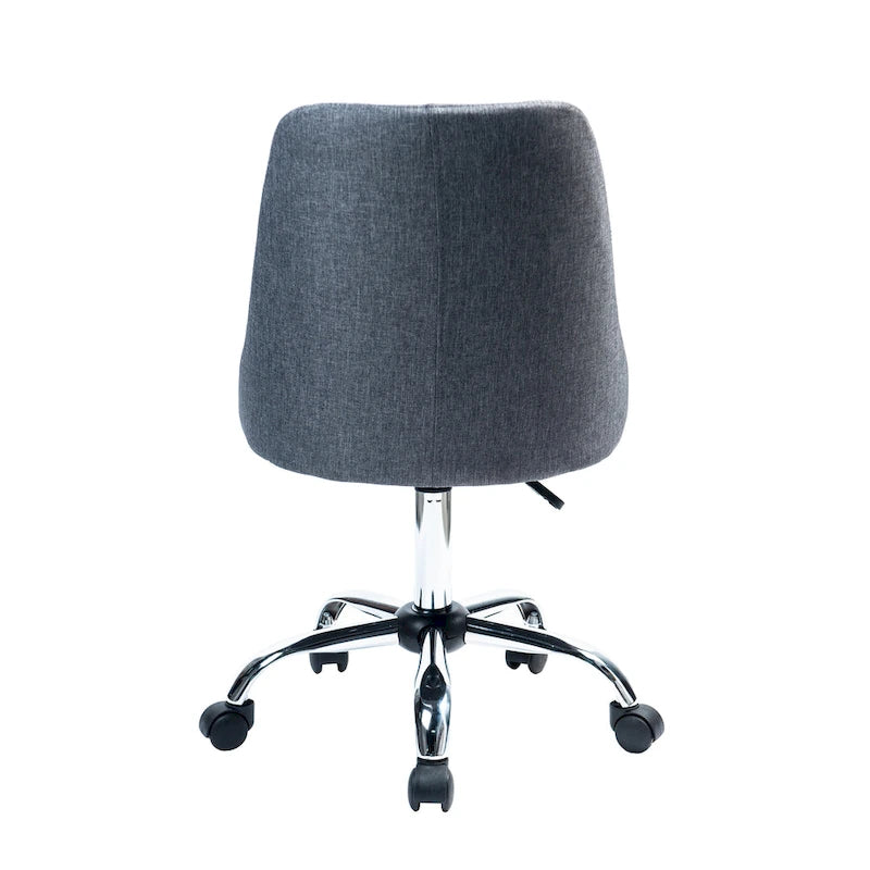 Chaise de bureau pivotante ergonomique en tissu avec piètement chromé gris