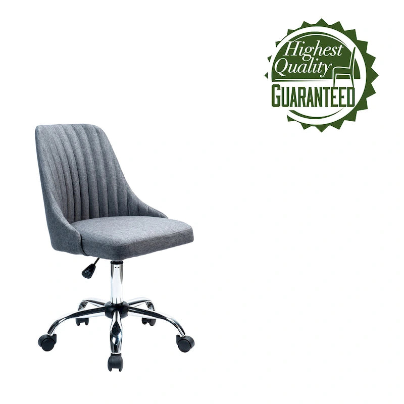 Chaise de bureau pivotante ergonomique en tissu avec piètement chromé gris