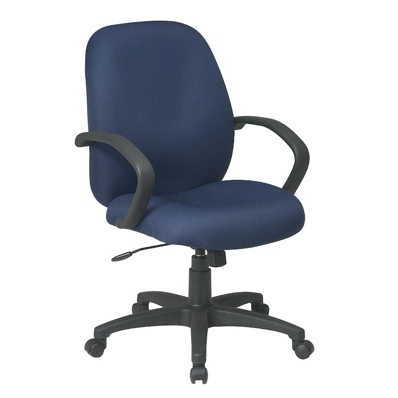 Chaise de bureau ergonomique en tissu rembourré à dossier mi-hauteur avec support lombaire noir