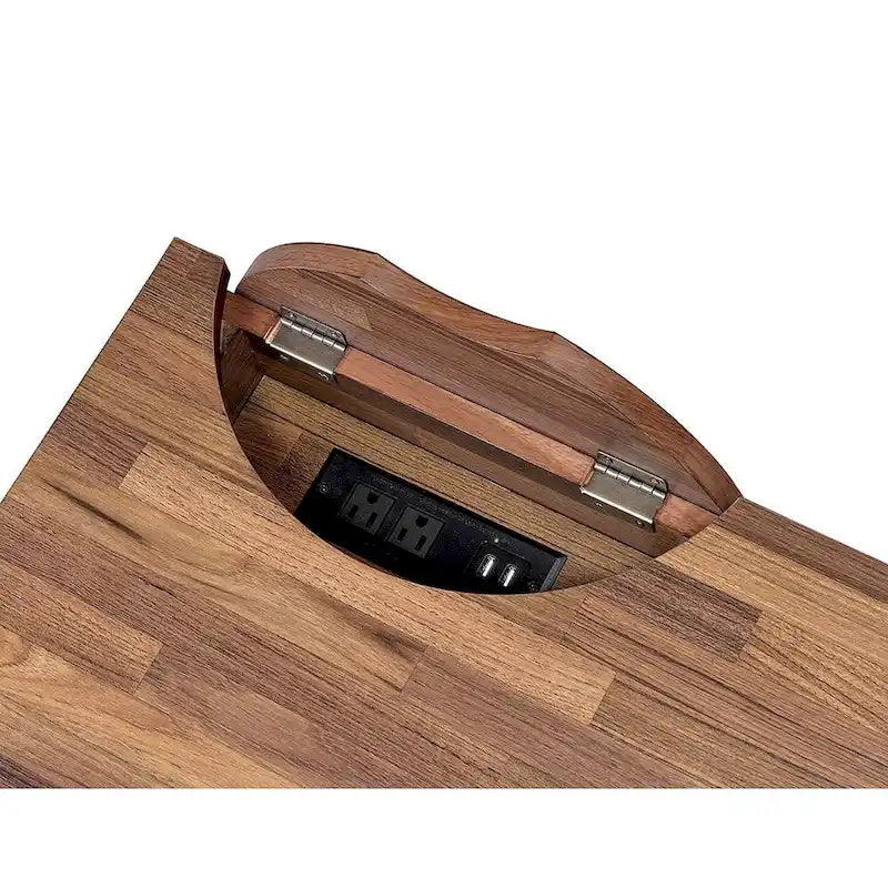 Bureau d'écriture en bois rustique de style industriel avec 3 tiroirs et pieds en métal noir