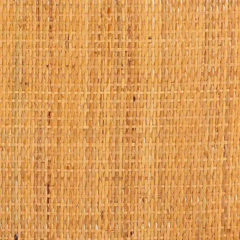 Console en rotin naturel bohème avec étagère ouverte miel
