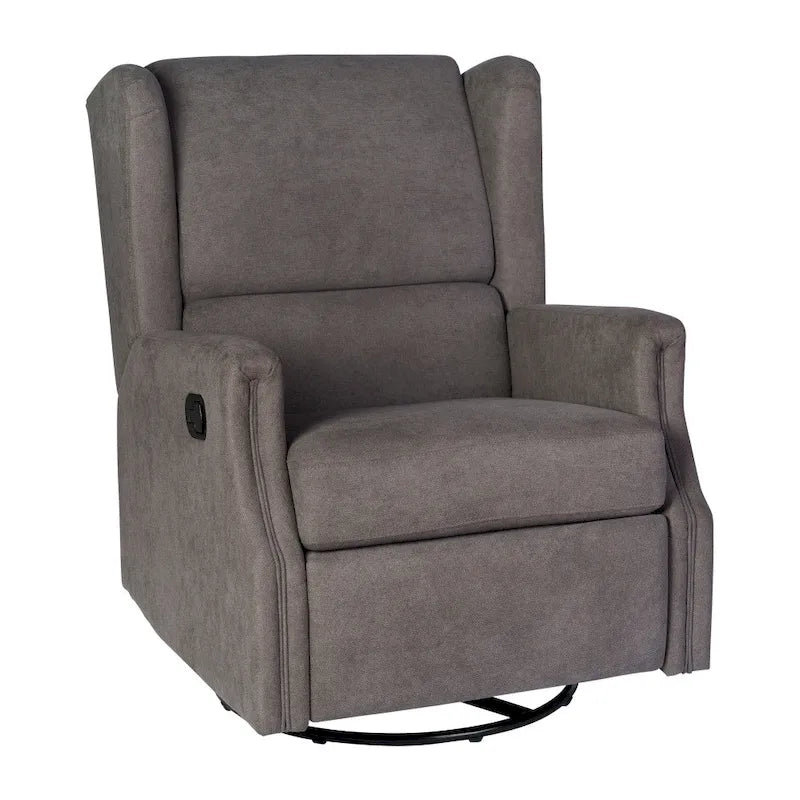 Fauteuil inclinable, pivotant, planant et à bascule manuel en tissu crème avec accoudoirs rembourrés