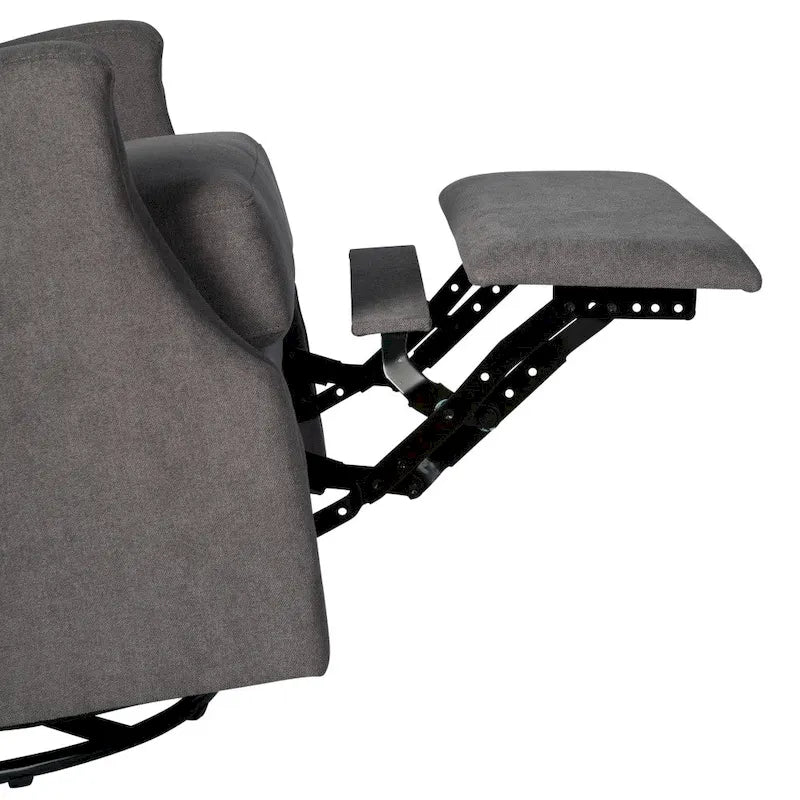 Fauteuil inclinable, pivotant, planant et à bascule manuel en tissu crème avec accoudoirs rembourrés