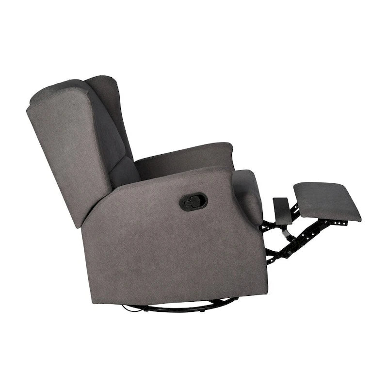 Fauteuil inclinable, pivotant, planant et à bascule manuel en tissu crème avec accoudoirs rembourrés