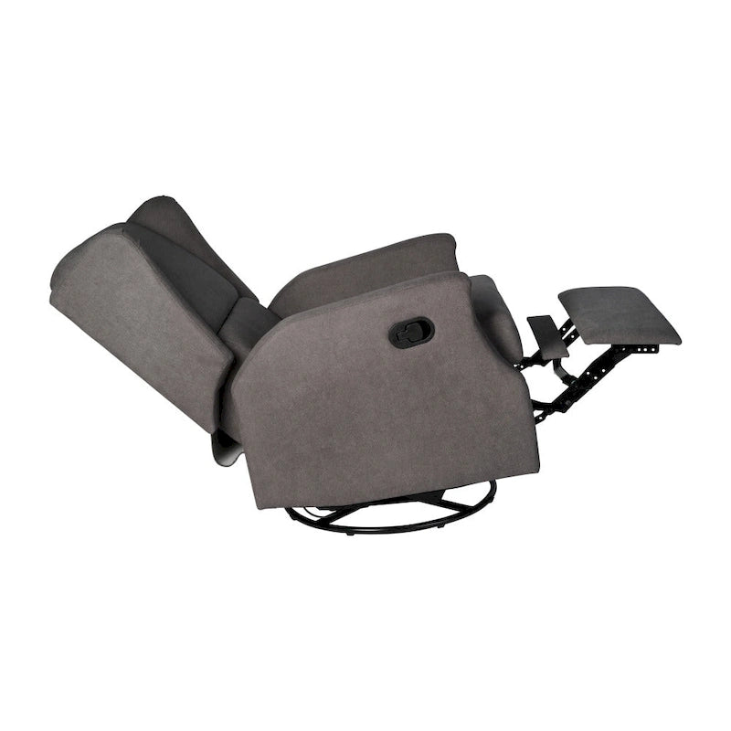 Fauteuil inclinable, pivotant, planant et à bascule manuel en tissu crème avec accoudoirs rembourrés