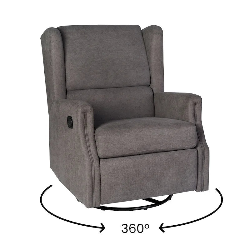 Fauteuil inclinable, pivotant, planant et à bascule manuel en tissu crème avec accoudoirs rembourrés