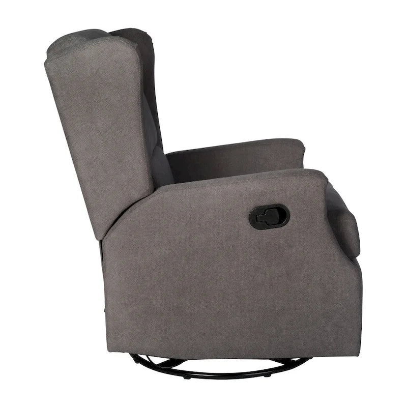 Fauteuil inclinable, pivotant, planant et à bascule manuel en tissu crème avec accoudoirs rembourrés