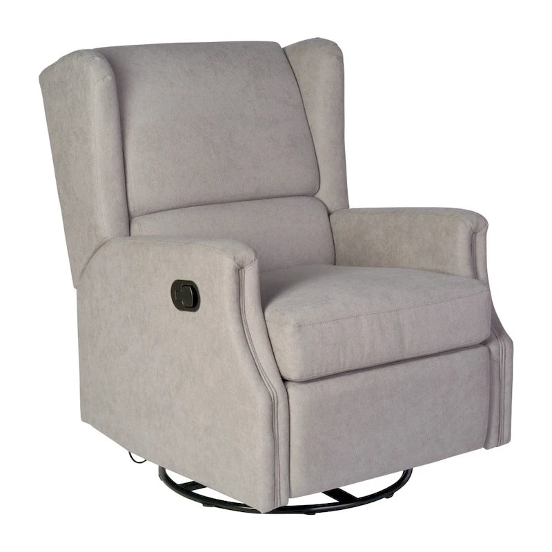 Fauteuil inclinable, pivotant, planant et à bascule manuel en tissu crème avec accoudoirs rembourrés