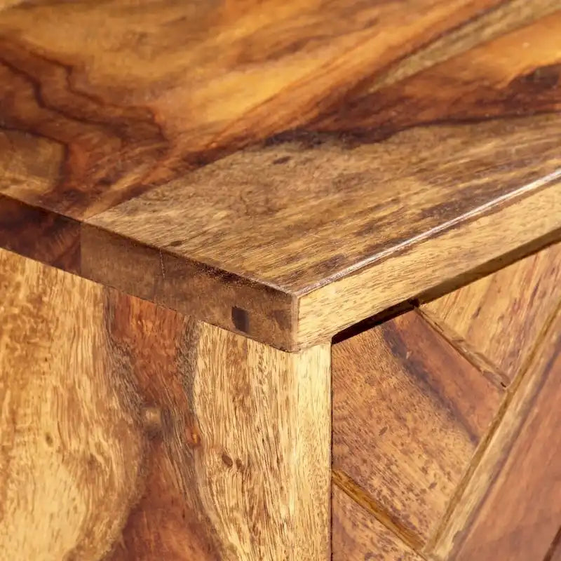 Meuble TV en bois de Sesham massif, pieds en fer doré, console multimédia