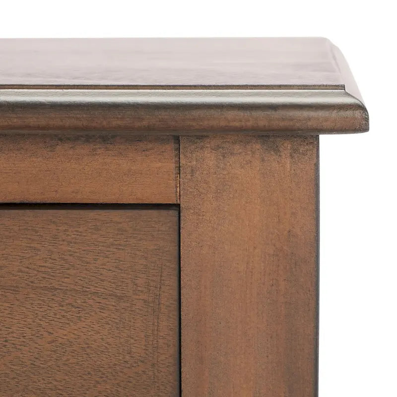 Console de ferme à 2 tiroirs avec étagère ouverte et pieds tournés en boule