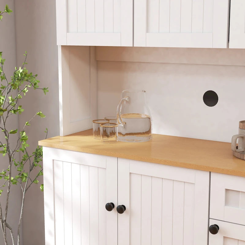 Meuble de rangement de cuisine avec support pour micro-ondes et étagères réglables