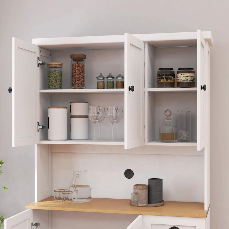 Meuble de rangement de cuisine avec support pour micro-ondes et étagères réglables