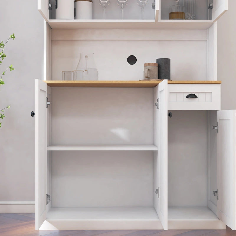 Meuble de rangement de cuisine avec support pour micro-ondes et étagères réglables