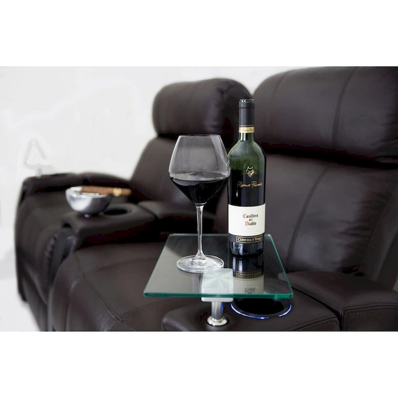 Table d'appoint pivotante en verre trempé pour sièges de cinéma maison noirs