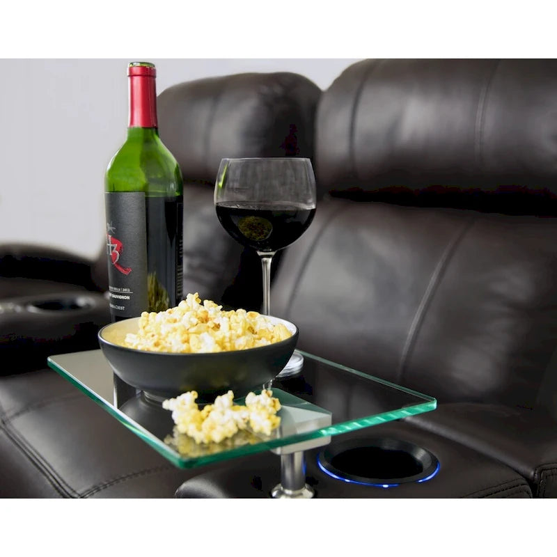 Table d'appoint pivotante en verre trempé pour sièges de cinéma maison noirs