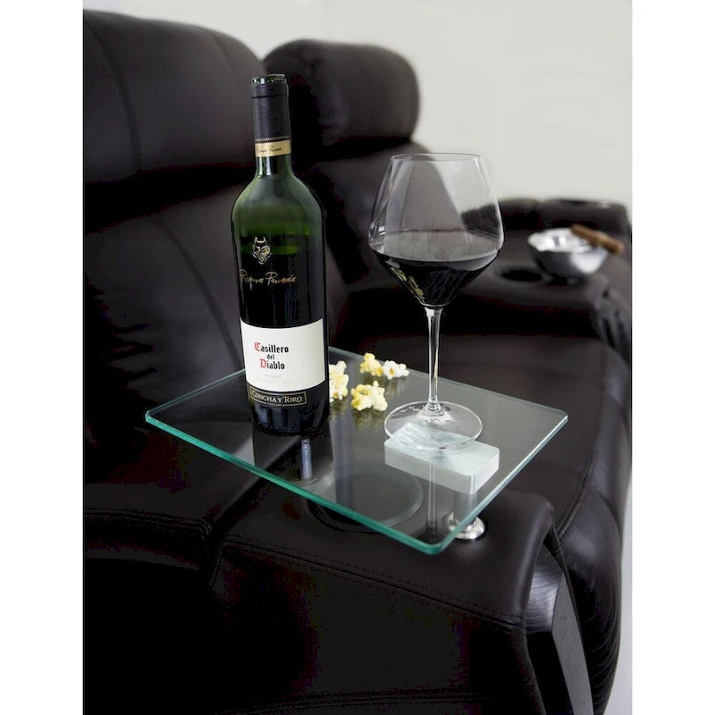 Table d'appoint pivotante en verre trempé pour sièges de cinéma maison noirs