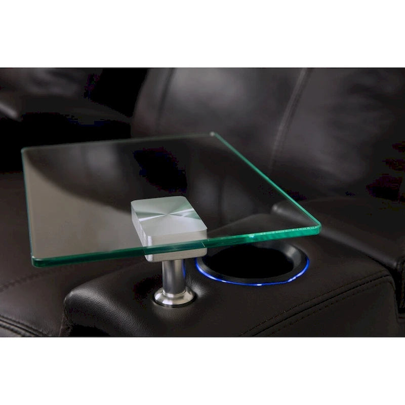 Table d'appoint pivotante en verre trempé pour sièges de cinéma maison noirs