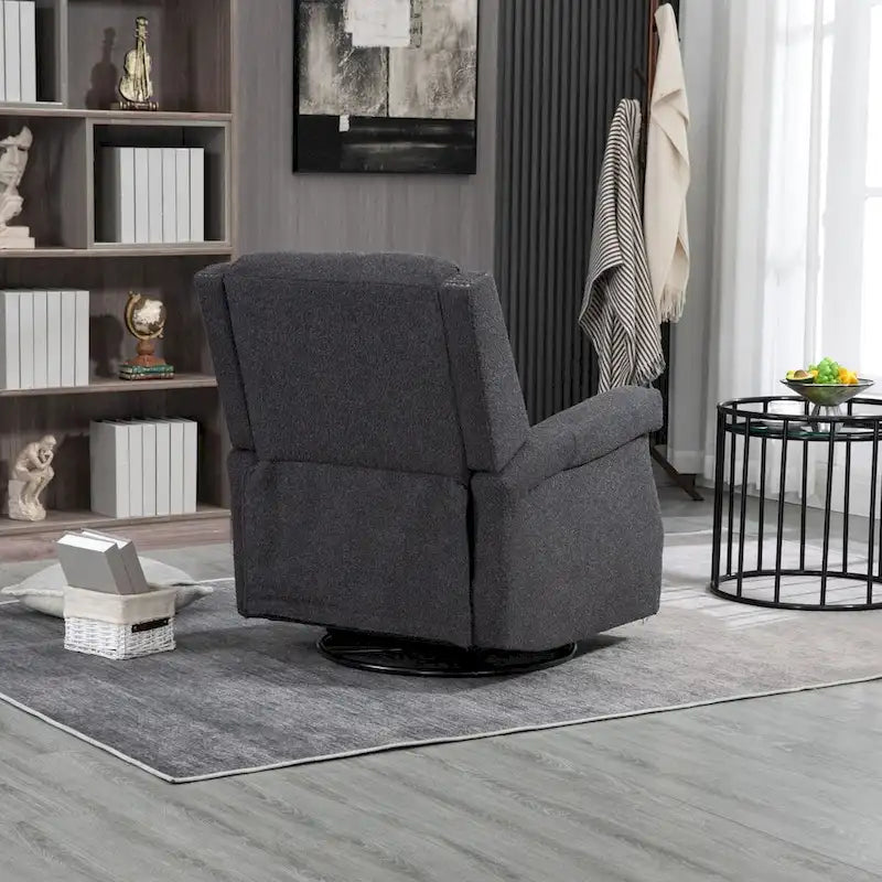 Fauteuil inclinable à bascule pivotant en bouclette avec rotation à 360 degrés et garniture cloutée