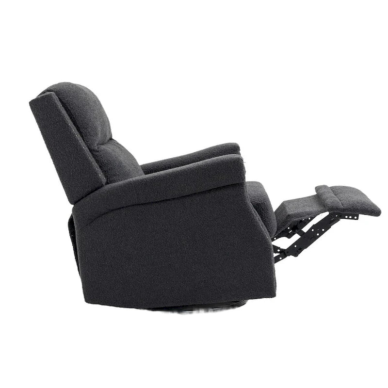 Fauteuil inclinable à bascule pivotant en bouclette avec rotation à 360 degrés et garniture cloutée