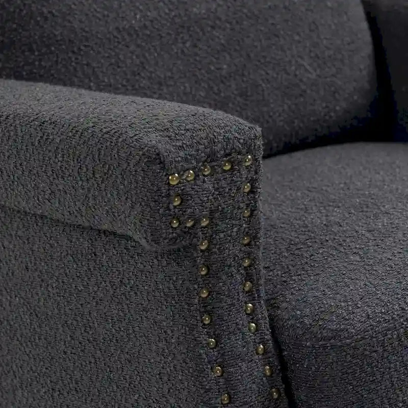 Fauteuil inclinable à bascule pivotant en bouclette avec rotation à 360 degrés et garniture cloutée