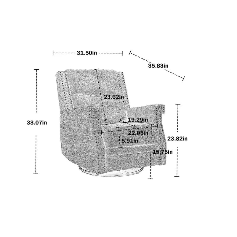 Fauteuil inclinable à bascule pivotant en bouclette avec rotation à 360 degrés et garniture cloutée