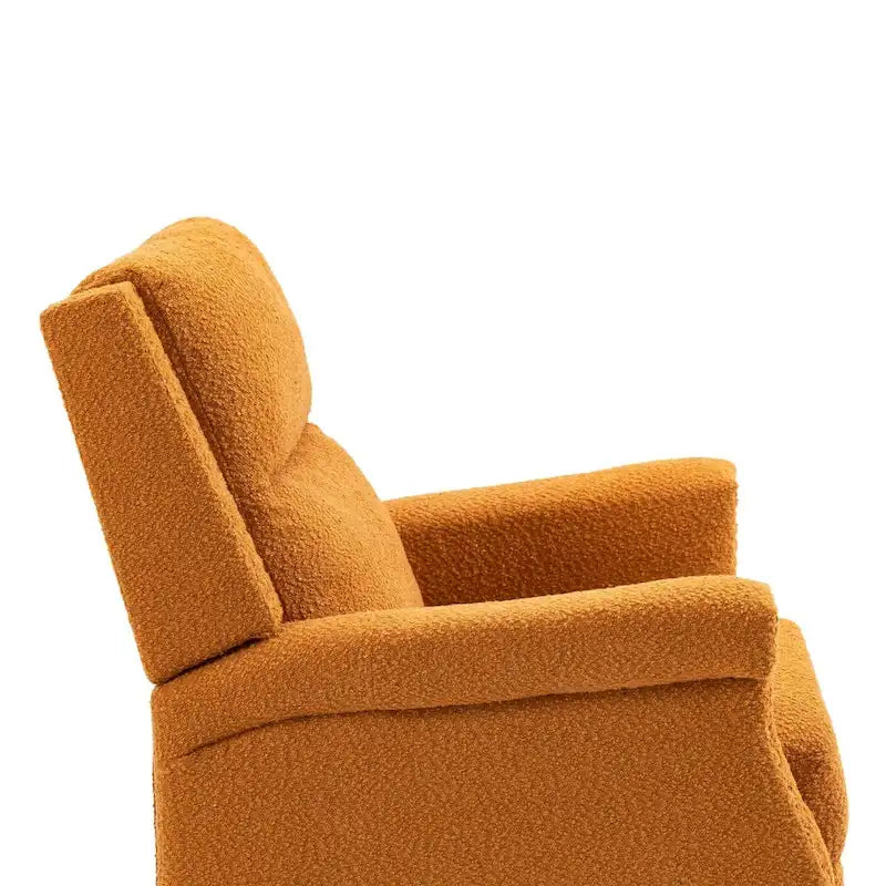 Fauteuil inclinable à bascule pivotant en bouclette avec rotation à 360 degrés et garniture cloutée