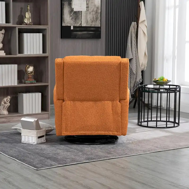Fauteuil inclinable à bascule pivotant en bouclette avec rotation à 360 degrés et garniture cloutée