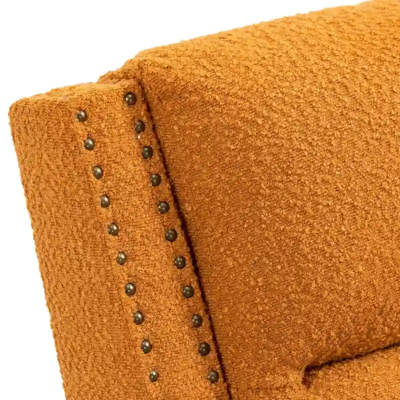 Fauteuil inclinable à bascule pivotant en bouclette avec rotation à 360 degrés et garniture cloutée