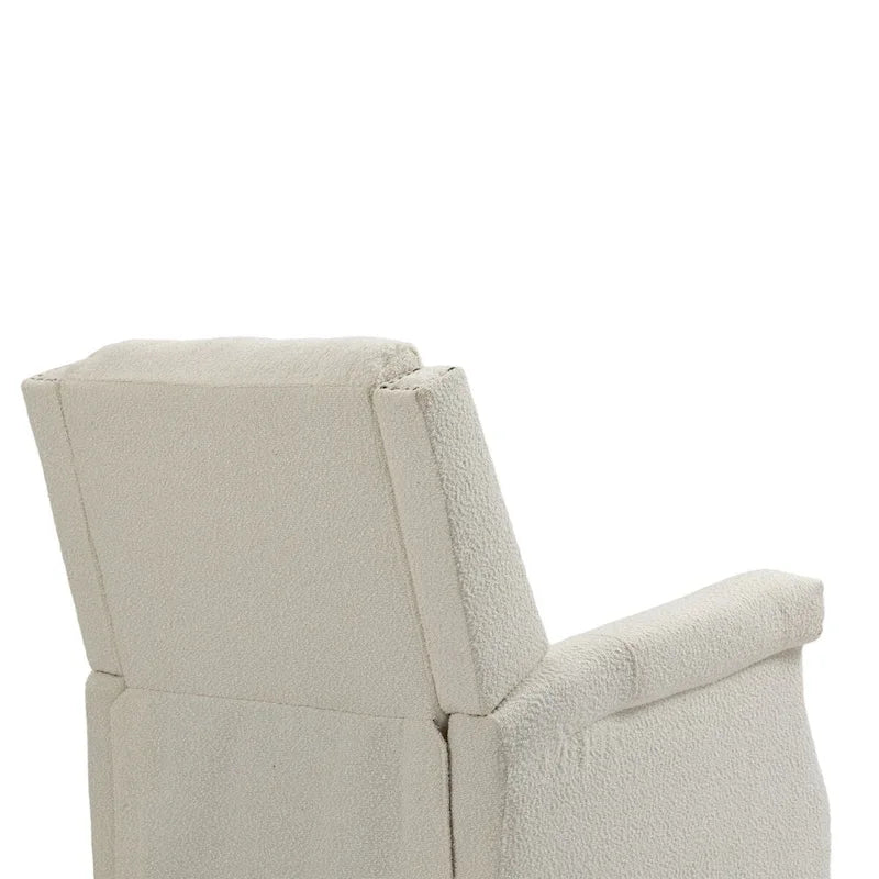 Fauteuil inclinable à bascule pivotant en bouclette avec rotation à 360 degrés et garniture cloutée